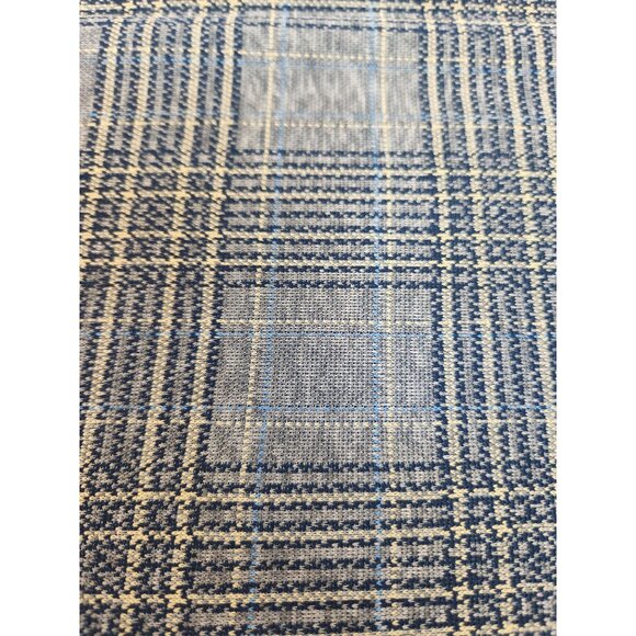Vintage Navy Plaid Polyester Fabric 23x60 Inches Sewing Material - Picture 4 of 8